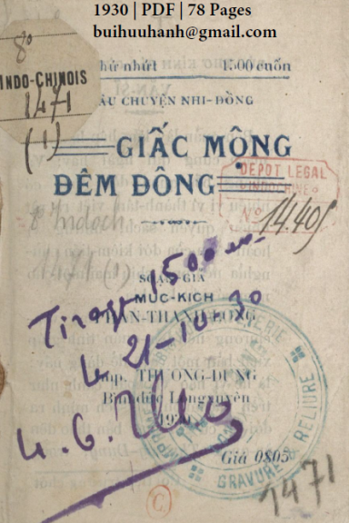 Giấc Mộng Đêm Đông Cuốn 1-4 (NXB Thường Dụng 1930) - Phan Thành Long, 144 Trang
