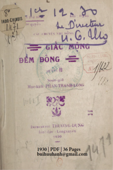 Giấc Mộng Đêm Đông Quyển 2 (NXB Thường Dụng 1930) - Phan Thành Long, 36 Trang