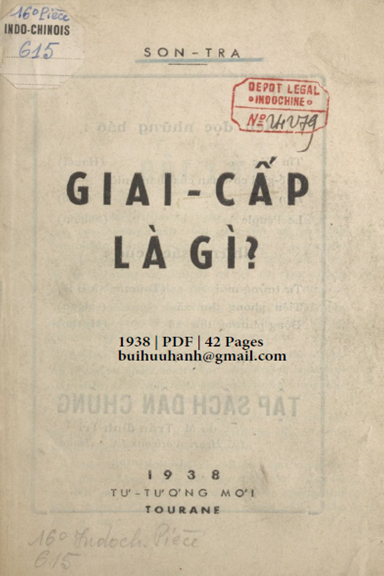 Giai Cấp Là Gì (NXB Tư Tưởng Mới 1938) - Sơn Trà, 42 Trang