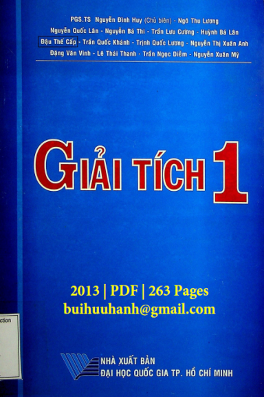 Giải Tích 1 (NXB Đại Học Quốc Gia 2013) - Nguyễn Đình Huy, 263 Trang