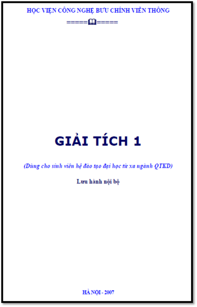 Giải Tích 1 (NXB Hà Nội 2007) - Vũ Gia Lê, 202 Trang
