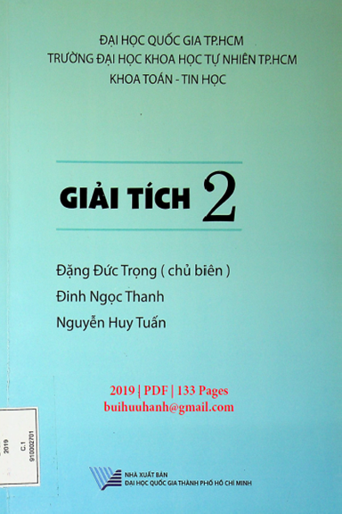 Giải Tích 2 (NXB Đại Học Quốc Gia 2019) - Đặng Đức Trọng, 133 Trang