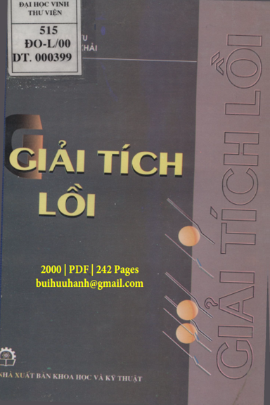 Giải Tích Lồi (NXB Khoa Học Kỹ Thuật 2000) - Đỗ Văn Lưu, 242 Trang