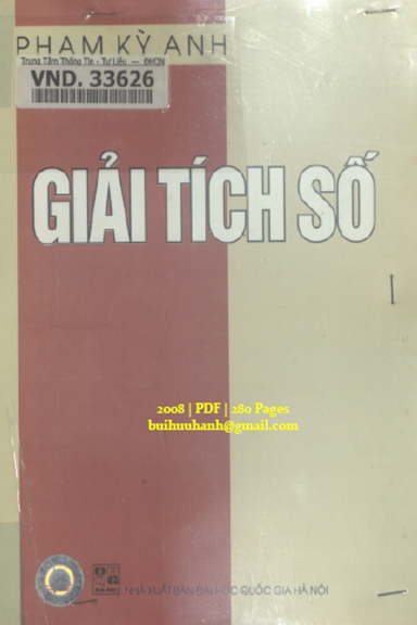 Giải Tích Số (NXB Đại Học Quốc Gia 2008) - Phạm Kỳ Anh, 280 Trang