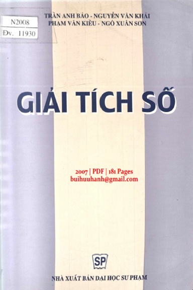 Giải Tích Số (NXB Đại Học Sư Phạm 2007) - Trần Anh Bảo, 181 Trang