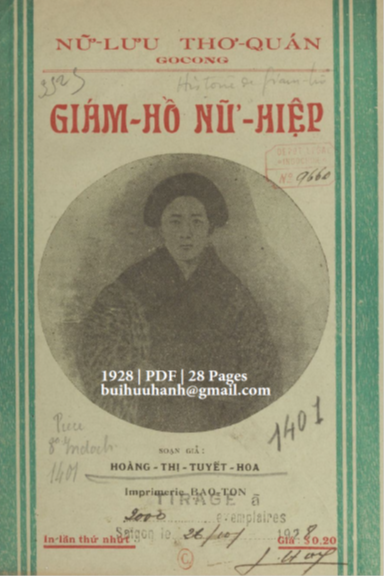 Giám Hồ Nữ Hiệp (NXB Bảo Tồn 1928) - Hoàng Thị Tuyết Hoa, 28 Trang