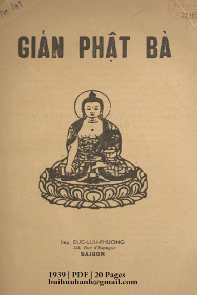 Giản Phật Bà (NXB Đức Lưu Phương 1939) - Cao Triều Chấn, 20 Trang
