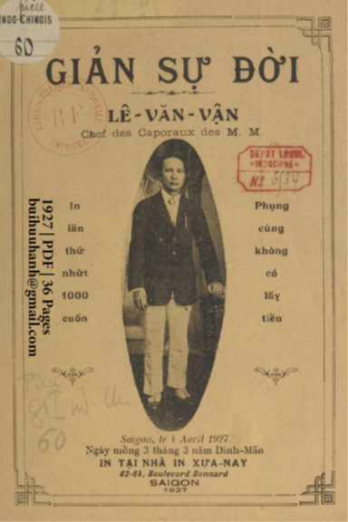 Giản Sự Đời (NXB Xưa Nay 1927) - Lê Văn Vận, 36 Trang