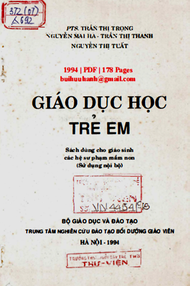 Giáo Dục Học Trẻ Em (NXB Giáo Dục 1994) - Trần Thị Trọng, 178 Trang