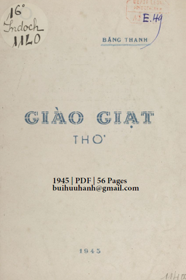 Giào Giạt (NXB Quảng Tế 1945) - Băng Thanh, 56 Trang