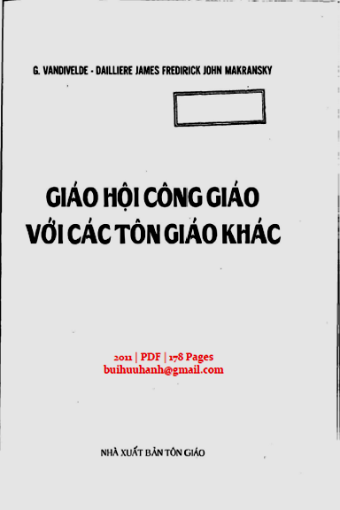 Giáo Hội Công Giáo Với Các Tôn Giáo Khác (NXB Tôn Giáo 2011) - G. Vandivelde, 178 Trang