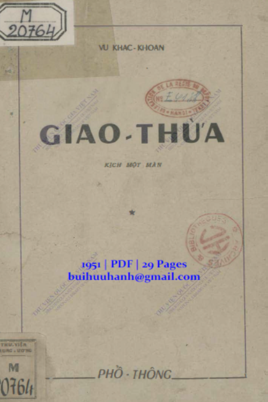 Giao Thừa (NXB Phổ Thông 1951) - Vũ Khắc Khoan, 29 Trang