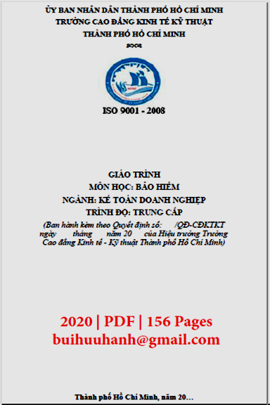 Giáo Trình Bảo Hiểm (NXB Kinh Tế Kỹ Thuật 2020) - Lâm Ánh Nguyệt, 156 Trang