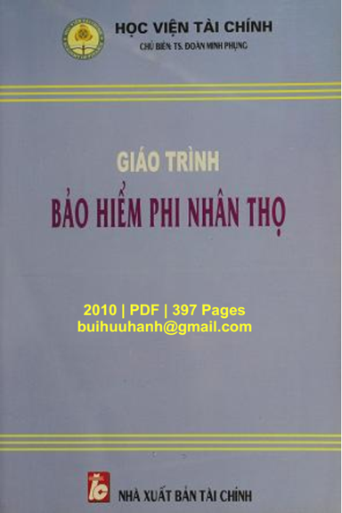 Giáo Trình Bảo Hiểm Phi Nhân Thọ (NXB Tài Chính 2010) - Đoàn Minh Phụng, 397 Trang