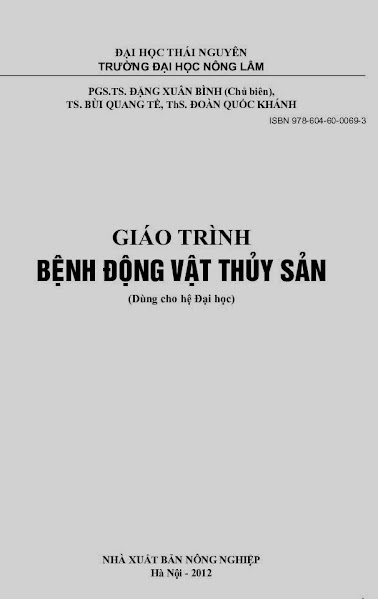 Giáo Trình Bệnh Động Vật Thủy Sản (NXB Nông Nghiệp 2012) - Đặng Xuân Bình, 295 Trang