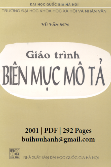 Giáo Trình Biên Mục Mô Tả (NXB Đại Học Quốc Gia 2001) - Vũ Văn Sơn, 292 Trang