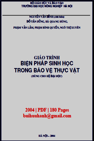 Giáo Trình Biện Pháp Sinh Học Trong Bảo Vệ Thực Vật (NXB Hà Nội 2004) - Nguyễn Văn Đĩnh, 180 Trang