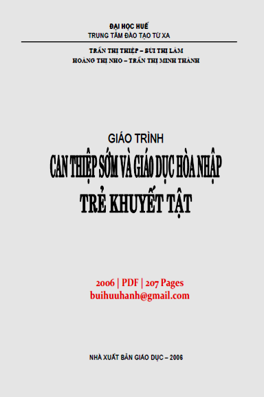 Giáo Trình Can Thiệp Sớm Và Giáo Dục Hòa Nhập Trẻ Khuyết Tật (NXB Giáo Dục 2006) - Trần Thị Thiệp