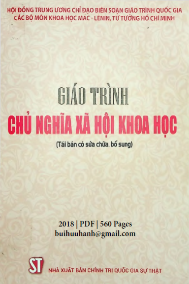 Giáo Trình Chủ Nghĩa Xã Hội Khoa Học (NXB Chính Trị 2018) - Trần Ngọc Hiên, 560 Trang