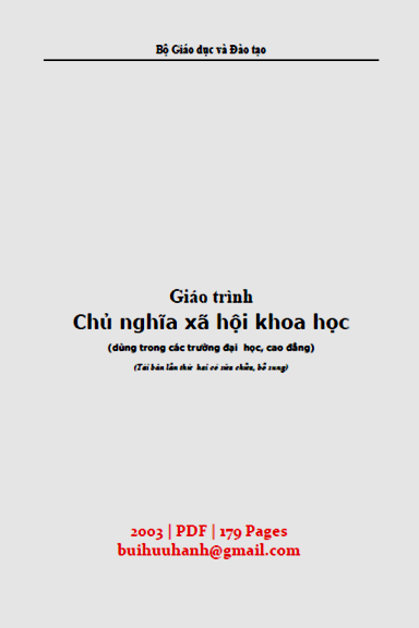 Giáo Trình Chủ Nghĩa Xã Hội Khoa Học (NXB Chính Trị 2003) - Đỗ Nguyên Phương, 179 Trang