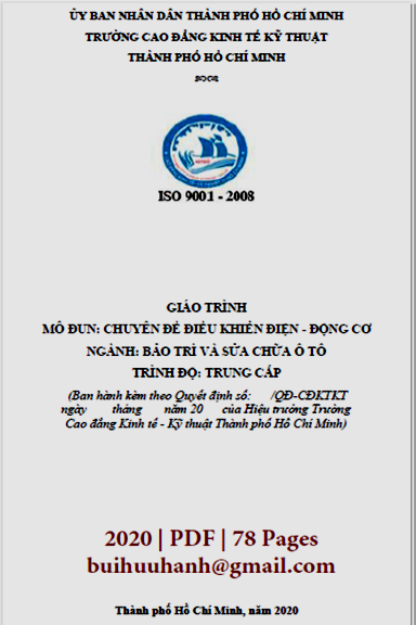 Giáo Trình Chuyên Đề Điều Khiển Điện Động Cơ (NXB Kinh Tế Kỹ Thuật 2020) - Trần Hồng Tính, 78 Trang