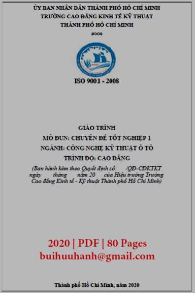 Giáo Trình Chuyên Đề Tốt Nghiệp 1 (NXB Kinh Tế Kỹ Thuật 2020) - Hoàng Phi Khanh, 80 Trang