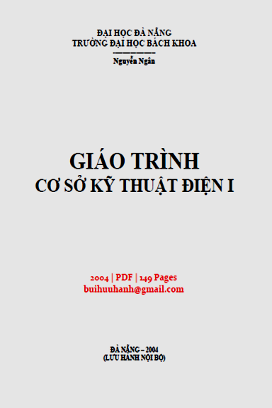 Giáo Trình Cơ Sở Kỹ Thuật Điện I (NXB Đà Nẵng 2004) - Nguyễn Ngân, 149 Trang