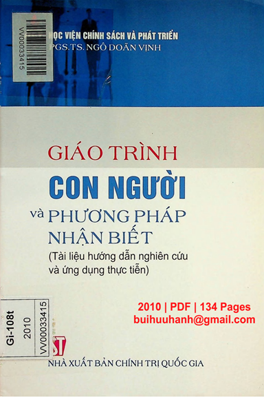 Giáo Trình Con Người Và Phương Pháp Nhận Biết (NXB Chính Trị 2010) - Ngô Doãn Vịnh, 134 Trang