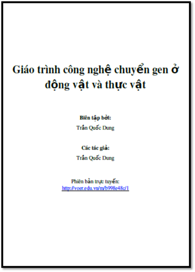 Giáo Trình Công Nghệ Chuyển Gen Ở Động Vật Và Thực Vật (NXB Huế 2006) - Trần Quốc Dung, 220 Trang