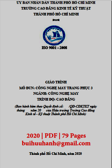 Giáo Trình Công Nghệ May Trang Phục 3 (NXB Kinh Tế Kỹ Thuật 2020) - Nguyễn Thị Tú Trinh, 79 Trang