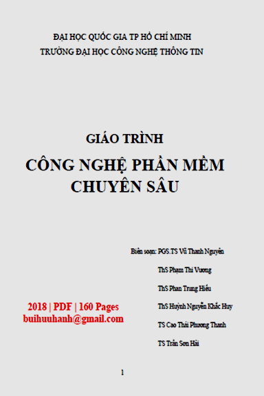 Giáo Trình Công Nghệ Phần Mềm Chuyên Sâu (NXB Đại Học Quốc Gia 2018) - Vũ Thanh Nguyên, 160 Trang