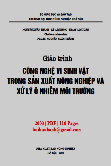 Giáo Trình Công Nghệ Vi Sinh Vật Trong Sản Xuất Nông Nghiệp và Xử Lý Ô Nhiễm Môi Trường