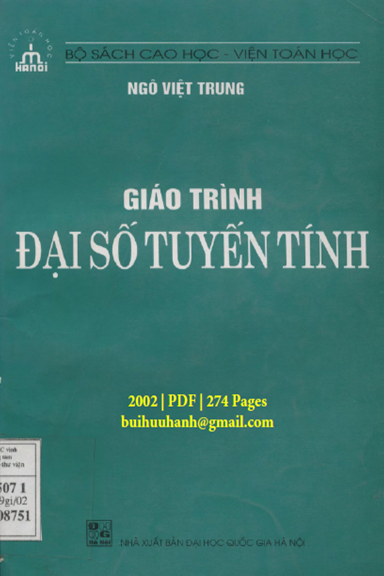 Giáo Trình Đại Số Tuyến Tính (NXB Đại Học Quốc Gia 2002) - Ngô Việt Trung, 274 Trang