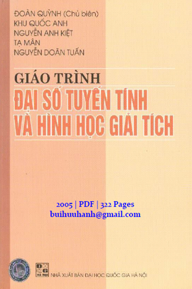 Giáo Trình Đại Số Tuyến Tính Và Hình Học Giải Tích (NXB Đại Học Quốc Gia 2005) - Đoàn Quỳnh
