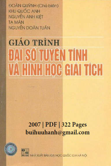 Giáo Trình Đại Số Tuyến Tính Và Hình Học Giải Tích (NXB Đại Học Quốc Gia 2007) - Đoàn Quỳnh