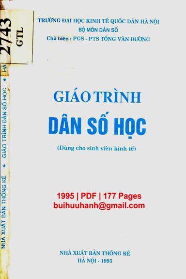 Giáo Trình Dân Số Học (NXB Thống Kê 1995) - Tống Văn Đường, 177 Trang