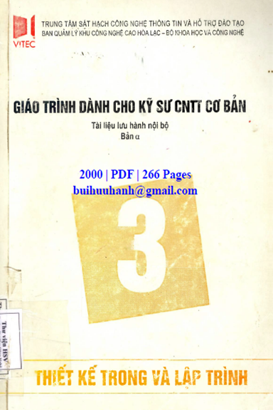 Giáo Trình Dành Cho Kỹ Sư CNTT Cơ Bản Quyển 3-Thiết Kế Trong Và Lập Trình [Bản a]