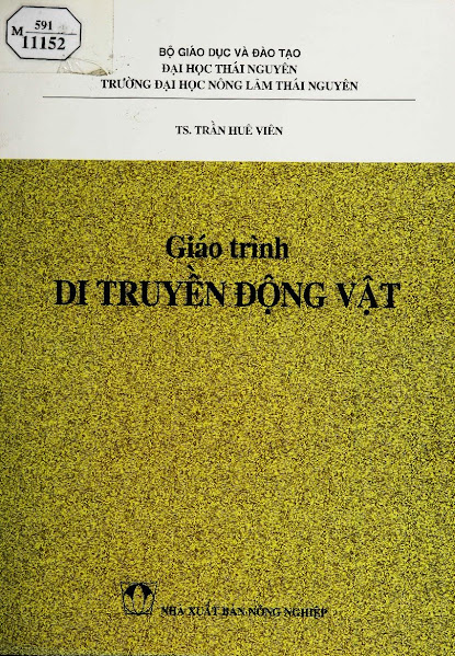 Giáo Trình Di Truyền Động Vật (NXB Nông Nghiệp 2001) - Trần Huê Viên, 180 Trang