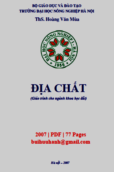 Giáo Trình Địa Chất (NXB Hà Nội 2007) - Hoàng Văn Mùa, 77 Trang