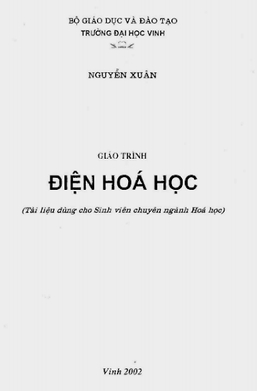 Giáo Trình Điện Hóa Học (NXB Đại Học Vinh 2002) - Nguyễn Xuân, 105 Trang