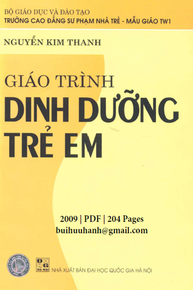 Giáo Trình Dinh Dưỡng Trẻ Em (NXB Đại Học Quốc Gia 2009) - Nguyễn Kim Thanh, 204 Trang