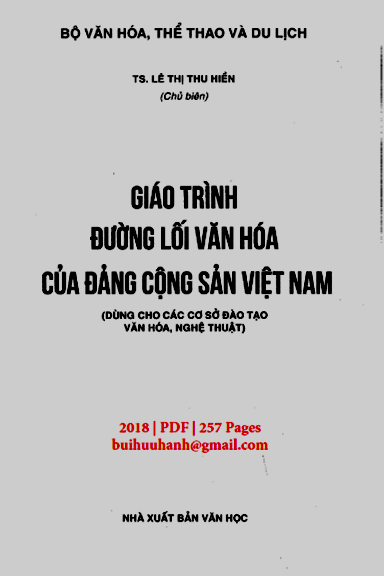Giáo Trình Đường Lối Văn Hóa Của Đảng Cộng Sản Việt Nam (NXB Văn Học 2018) - Lê Thị Thu Hiền