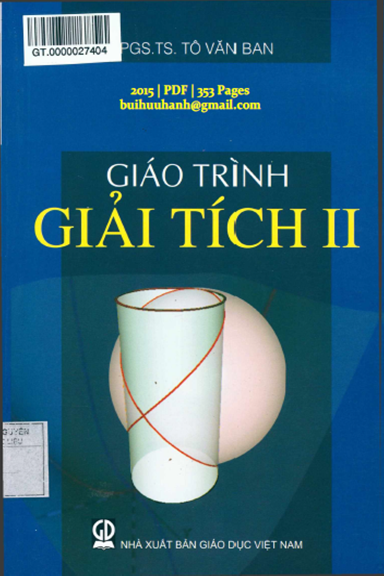 Giáo Trình Giải Tích II (NXB Giáo Dục 2015) - Tô Văn Ban, 353 Trang
