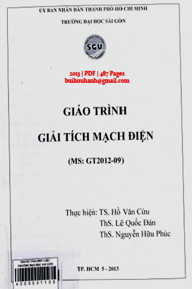 Giáo Trình Giải Tích Mạch Điện (NXB Đại Học Sài Gòn 2013) - Hồ Văn Cửu, 487 Trang