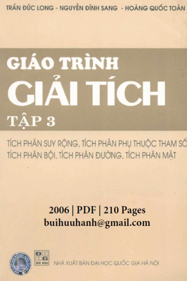 Giáo Trình Giải Tích Tập 3 (NXB Đại Học Quốc Gia 2006) - Trần Đức Long, 210 Trang