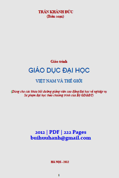 Giáo Trình Giáo Dục Đại Học Việt Nam Và Thế Giới (NXB Hà Nội 2012) - Trần Khánh Đức, 222 Trang