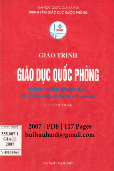 Giáo Trình Giáo Dục Quốc Phòng Tập 1 (NXB Đại Học Quốc Gia 2007) - Lê Ngọc Cường, 117 Trang