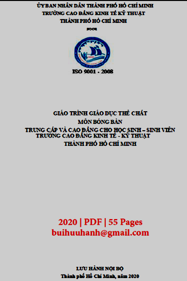 Giáo Trình Giáo Dục Thể Chất Môn Bóng Bàn (NXB Kinh Tế Kỹ Thuật 2020) - Nguyễn Ngọc Linh, 55 Trang