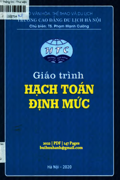 Giáo Trình Hạch Toán Định Mức (NXB Hà Nội 2022) - Phạm Mạnh Cường, 147 Trang
