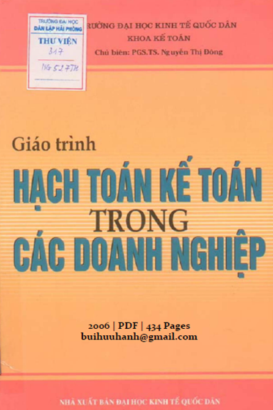 Giáo Trình Hạch Toán Kế Toán Trong Các Doanh Nghiệp (NXB Kinh Tế Quốc Dân 2006) - Nguyễn Thị Đông